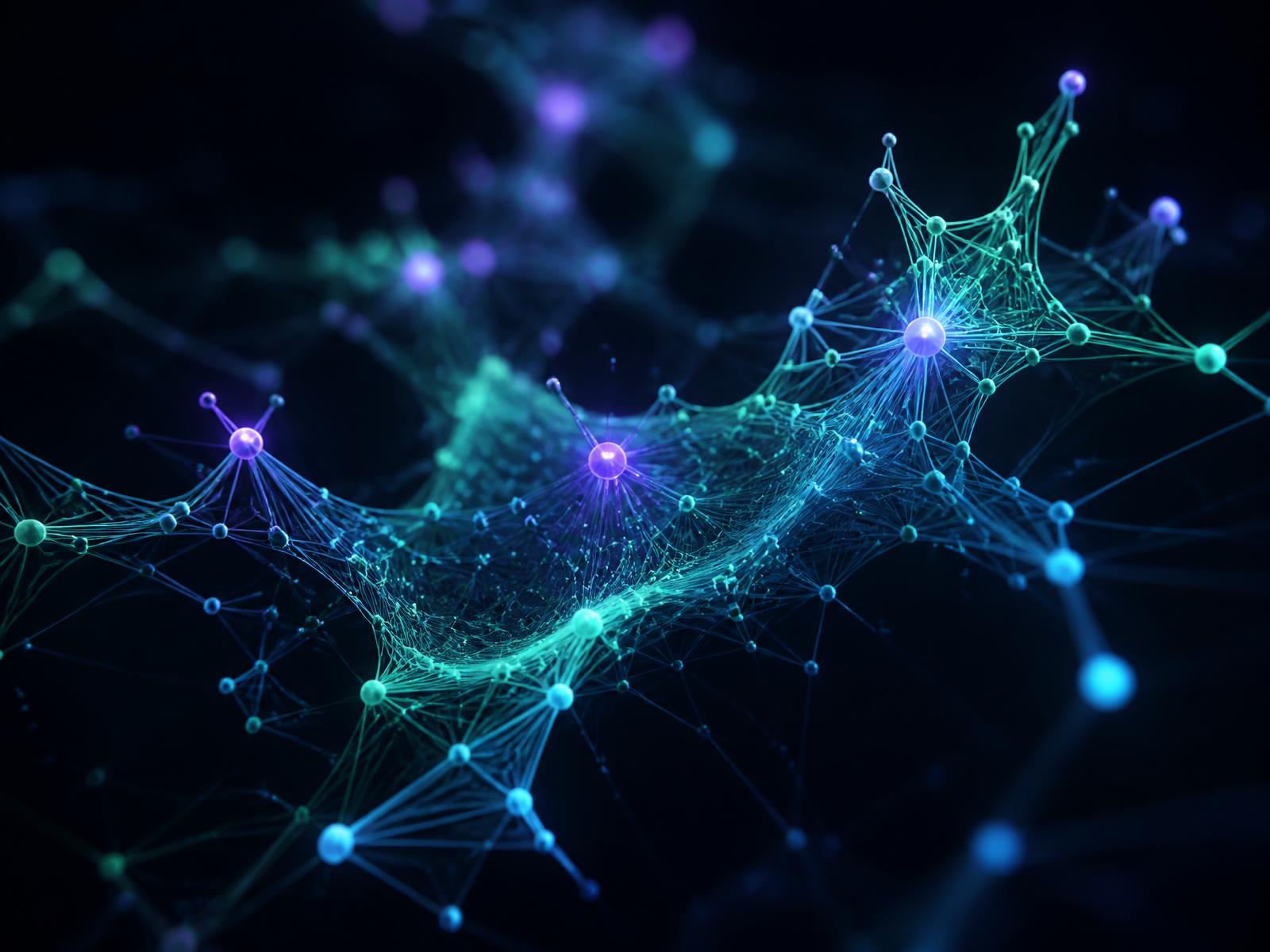 Abstract lattice of connected market, buyer and organisational signals resolving into a growth pathway
